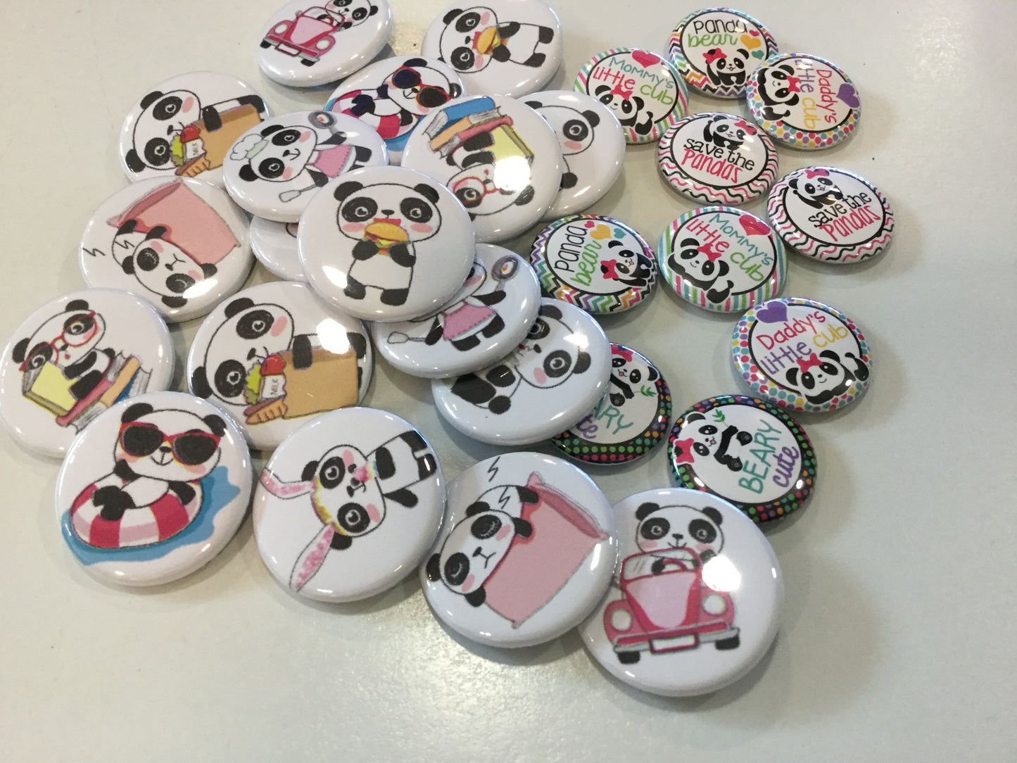 1" Panda Pinback Lanyard Button