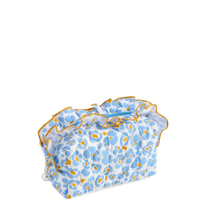 Flower Light Blue and Navy Zip Pouch
