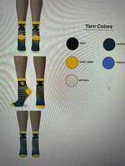 Yellow  and Navy Crew Socks