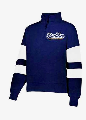 Navy Pullover with striped sleeves