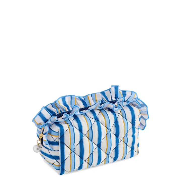 Navy and Gold Stripe Zip Pouch