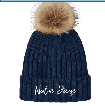 Navy Pom Pom Hat