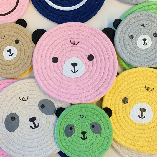 Multicolor  Panda Coasters/Mouse Pad. 4.7 diameter